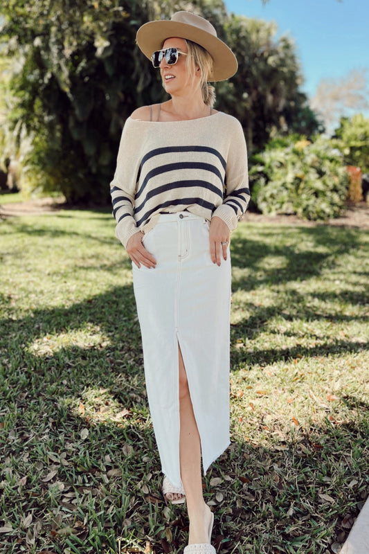 The Mira White Denim Skirt